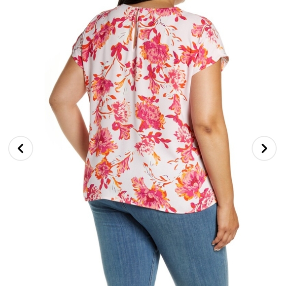 Halogen cap sleeve floral top - Picture 2 of 10